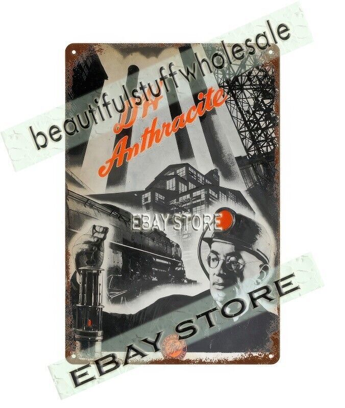 1950 D&H Hudson Coal Company MINING ANTHRACITE metal tin sign office design gallery