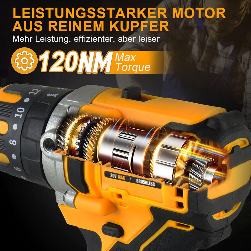 1/2" Cordless Hammer Drill/Driver Brushless For DEWALT 20V MAX Battery 2-Speed gallery