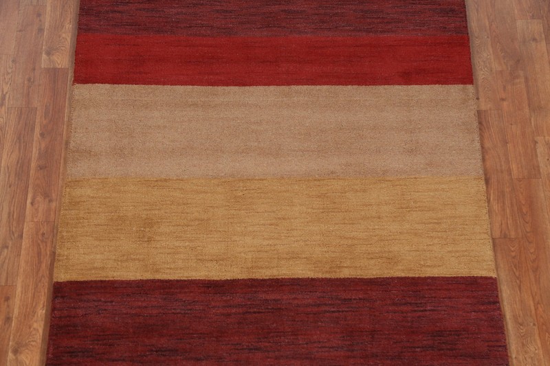 Multicolor Handmade Contemporary Wool Carpet Striped Modern Gabbeh Rug 4x6 Ft gallery