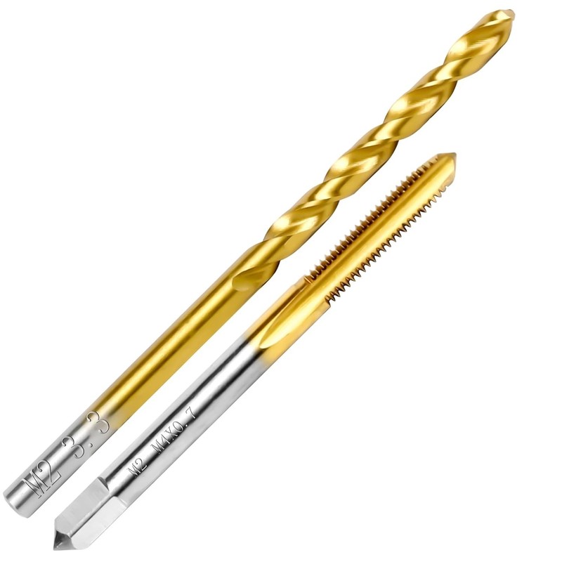 M2 HSS Titanium-Coated Drill & Tap Kit for Metal - 2pcs gallery