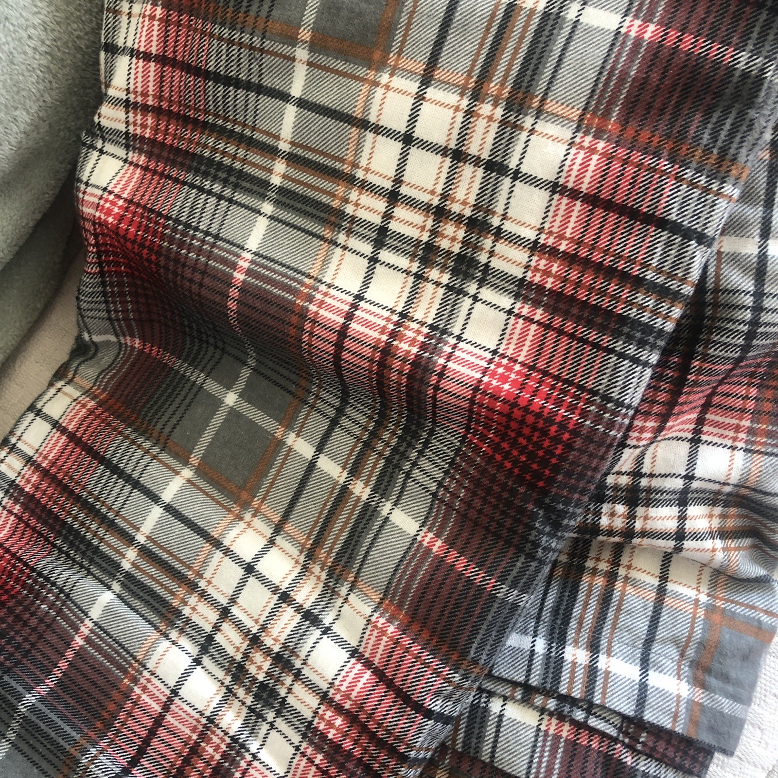 Ruvanti 100% Cotton Full Double Soft Flannel Flat Sheet Grey Red Plaid 82 X 97 gallery
