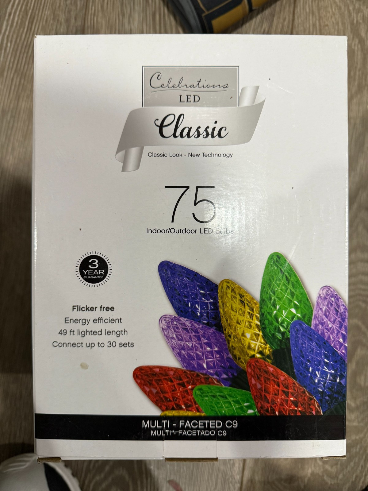 Celebrations LED 75 In/Outdoor Multi-Faceted C9 Light String 49 feet NIB gallery