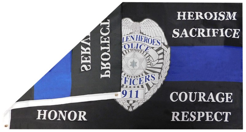 Police Badge Thin Blue Line Fallen Heroes 3x5 3'x5' Polyester Flag F1393 100D gallery
