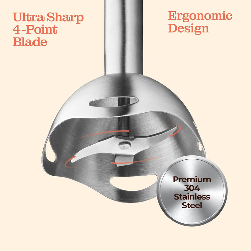 Powerful Immersion Blender, Electric Hand Blender 500 Watt with Turbo Mode, Deta gallery
