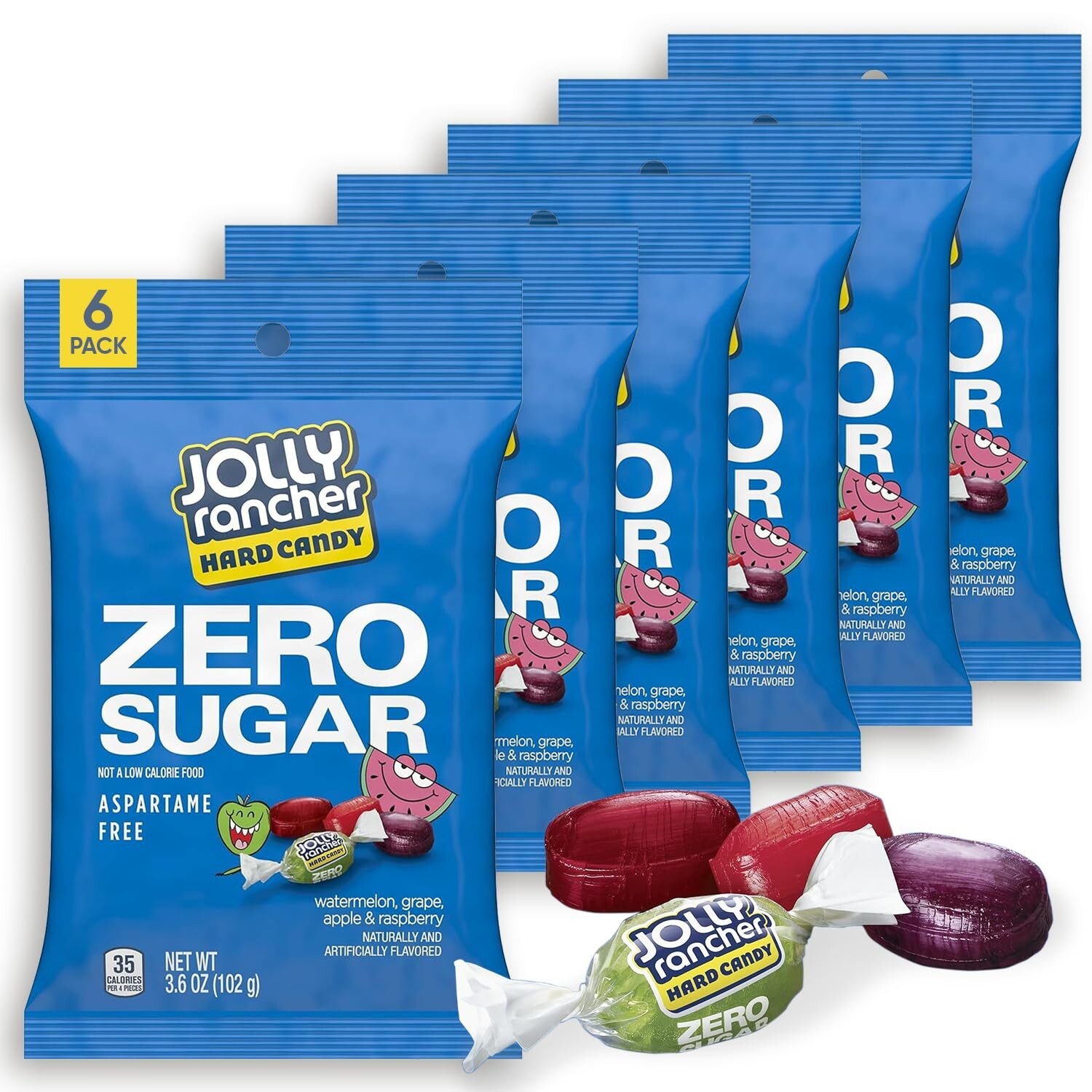 JOLLY RANCHER Hard Candy, Assorted Flavors, Sugar-Free, 3.6-Ounce (6 Bags) Sale! gallery