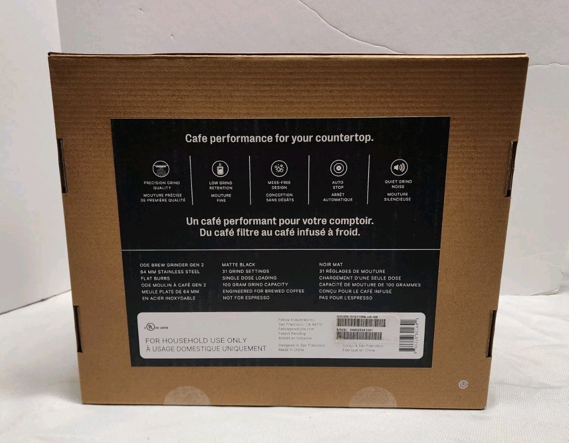 Fellow Ode Brew Grinder Gen 2 - Black (D1211MB-US-SB) gallery
