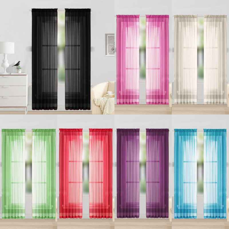 2PC SOLID SHEER PANEL INDOOR OUTDOOR PORCH WEDDING ROD POCKET WINDOW CURTAIN gallery