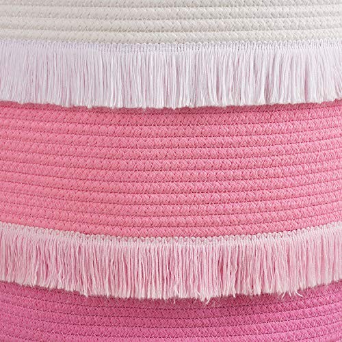 Large Rope Basket – 16''x13'' Decorative Woven Basket 40L (16"W x 13"H) Pink gallery