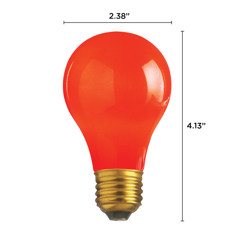 4 Pack CERAMIC SOLID RED BULBS A19 25W 120V Medium E26 Base 25A19 Dimmable gallery