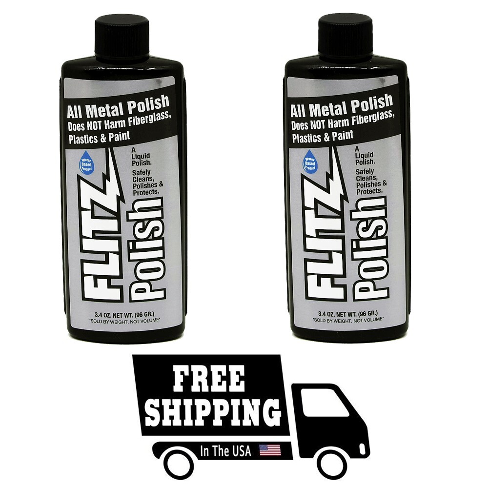 FLITZ Metal, Plastic & Fiberglass Polish 3.4oz liquid formula 2 PACK * SEE VIDEO gallery