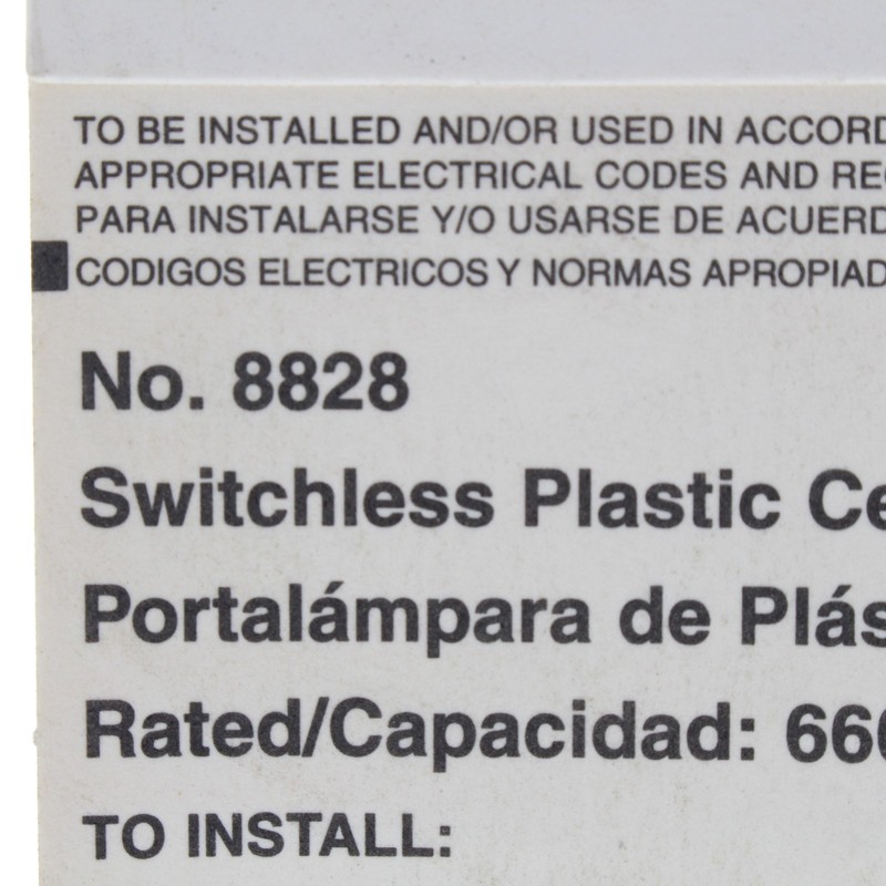 Leviton 8828 White Plastic Wall Ceiling Mount Medium Base Lampholder Switchless gallery