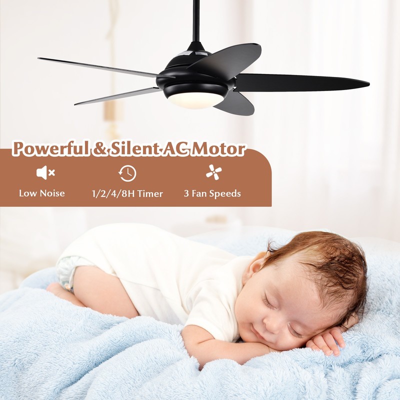 52" Ceiling Fan w/ LED Lights & Remote Control 1/2/4/8H Timer & 3 Fan Speeds gallery
