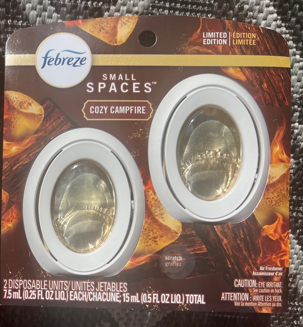 2 FEBREZE SMALL SPACES LIMITED Edition COZY CAMPFIRE AIR FRESHENER HTF gallery
