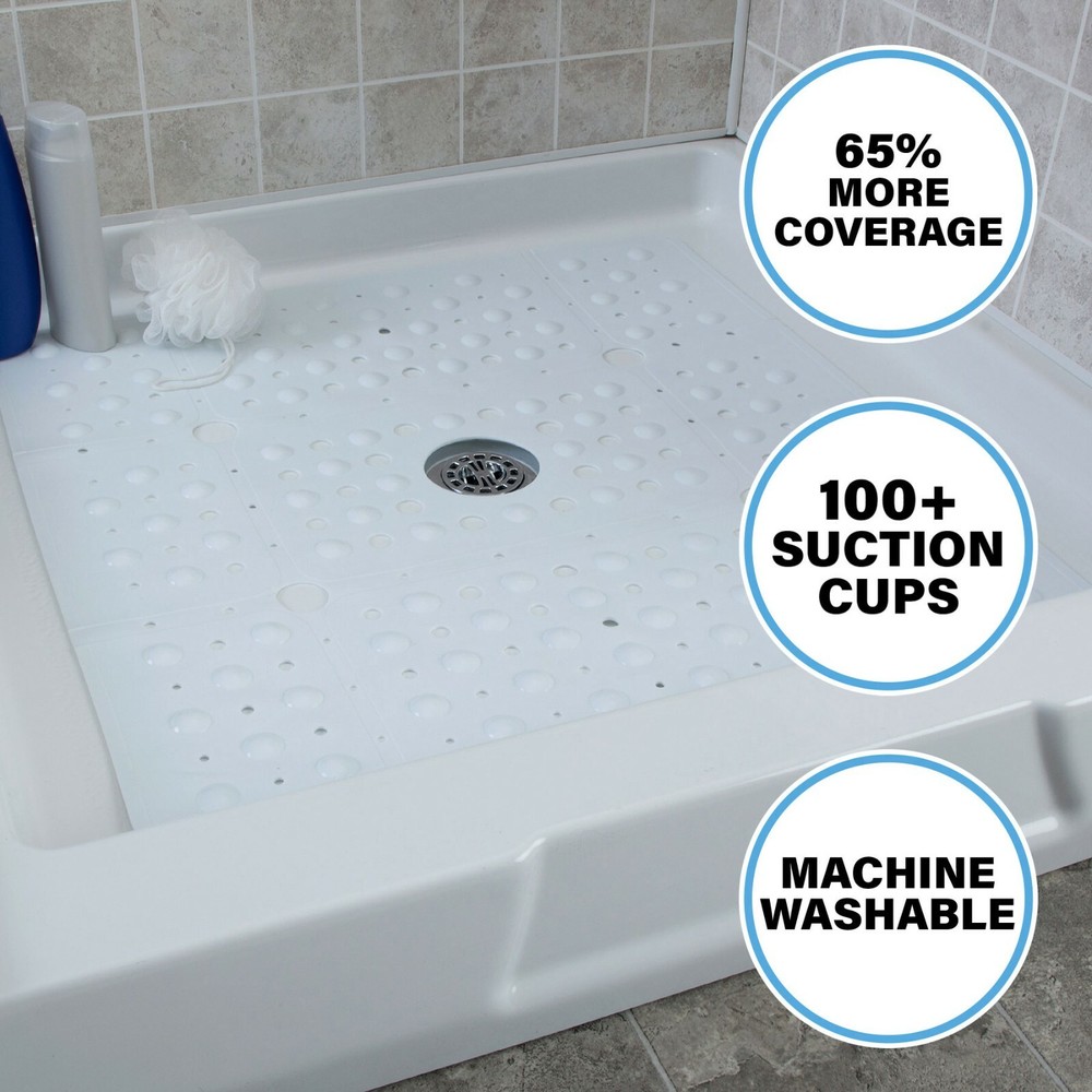 65% MORE COVERAGE! SlipX Solutions Solid White Extra Large Shower Mat (27")