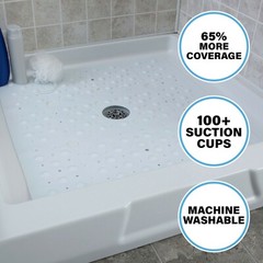 65% MORE COVERAGE! SlipX Solutions Solid White Extra Large Shower Mat (27″)