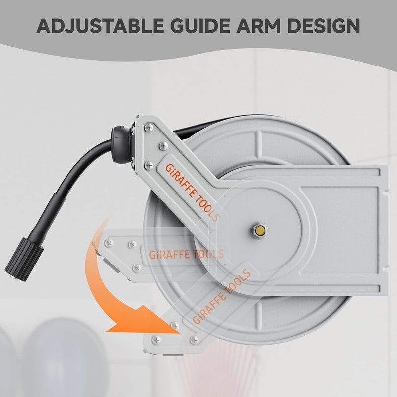 Giraffe Tools Retractable Power Pressure Washer Hose Reel Wall Mount 60/65FT gallery