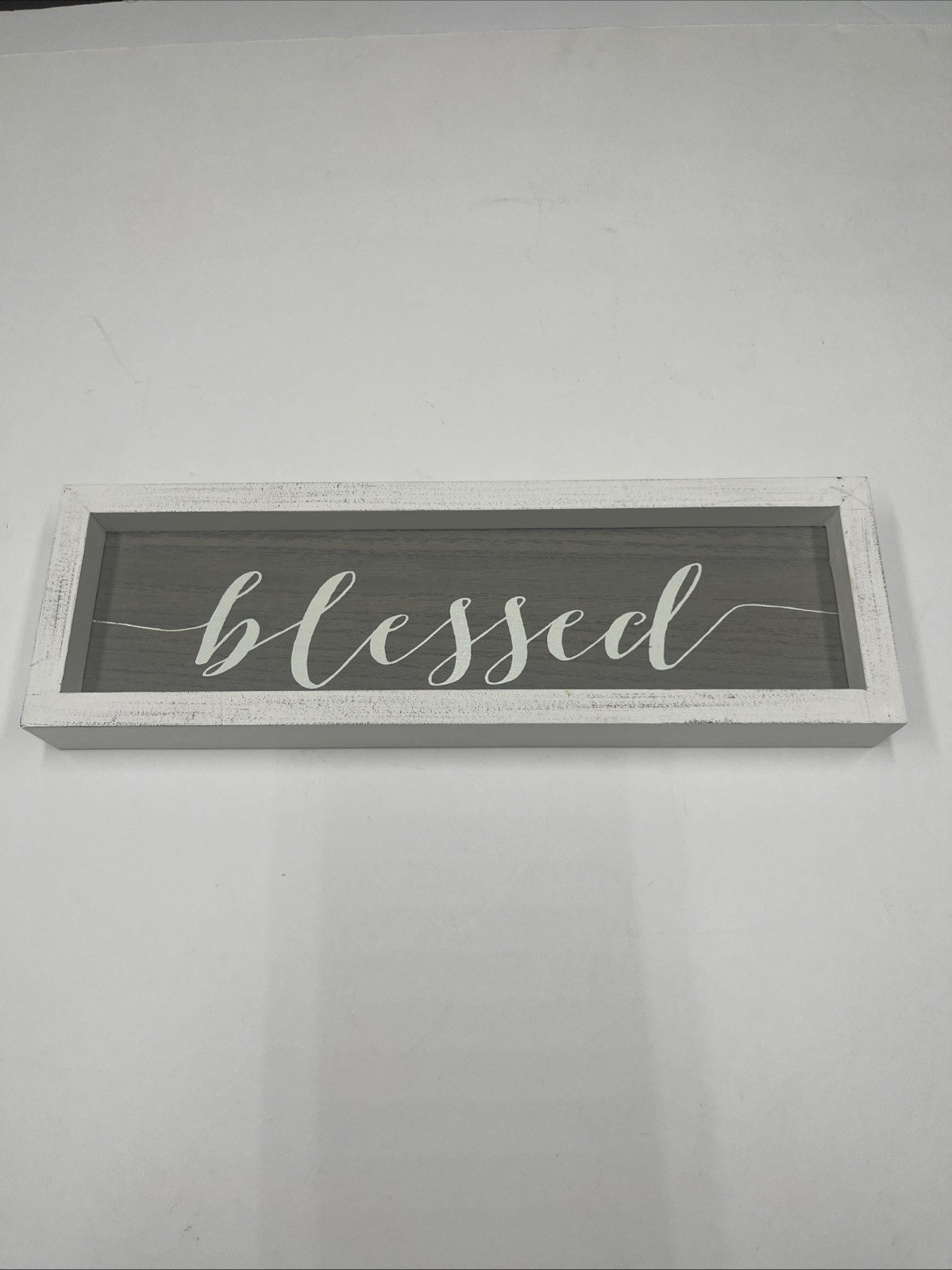 Farmhouse Style "Blessed" Wooden Tabletop and Wall Decor Sign 12x4 Inches gallery