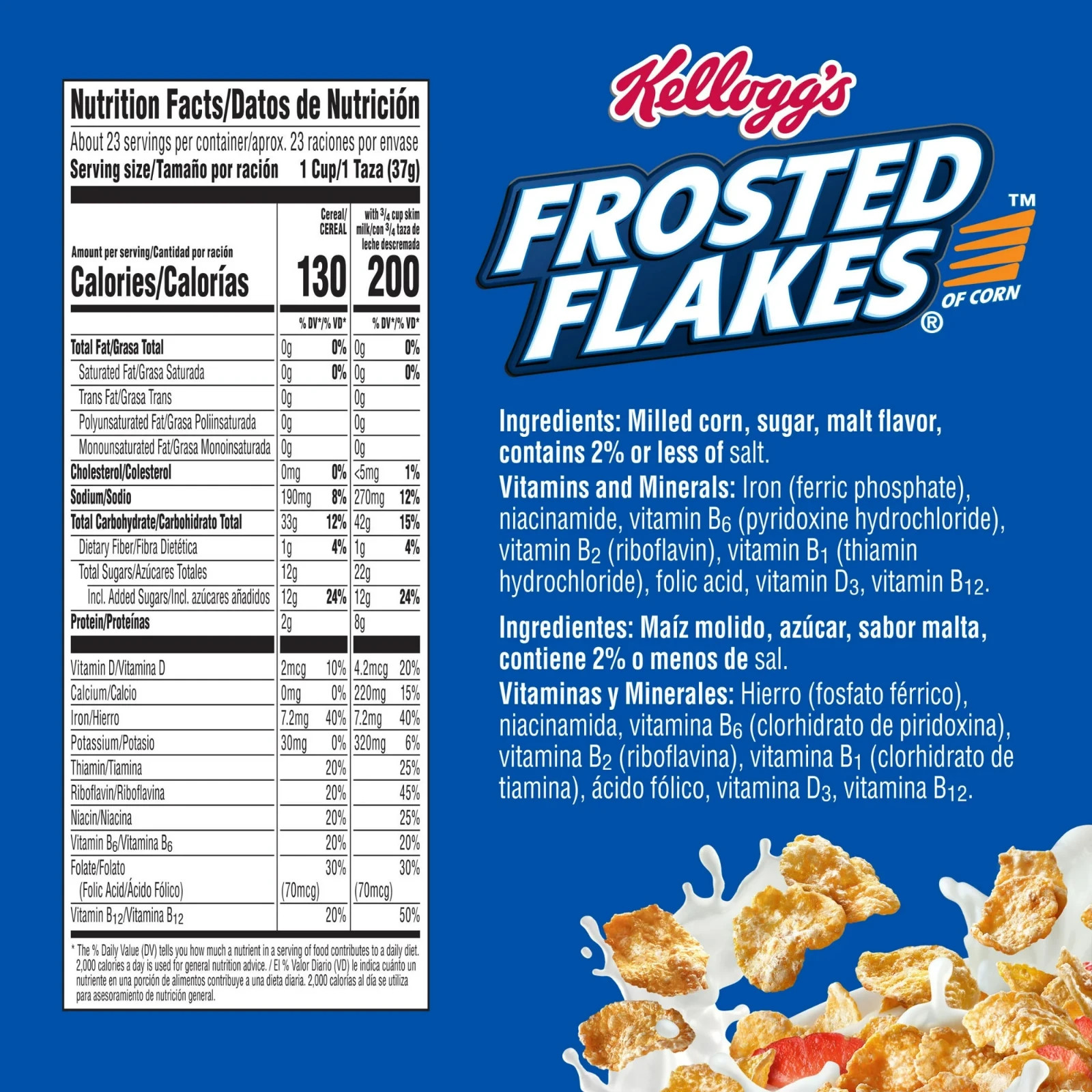 Kellogg's Frosted Flakes Breakfast Cereal, Fat Free, Mega Size, 30.6 oz gallery