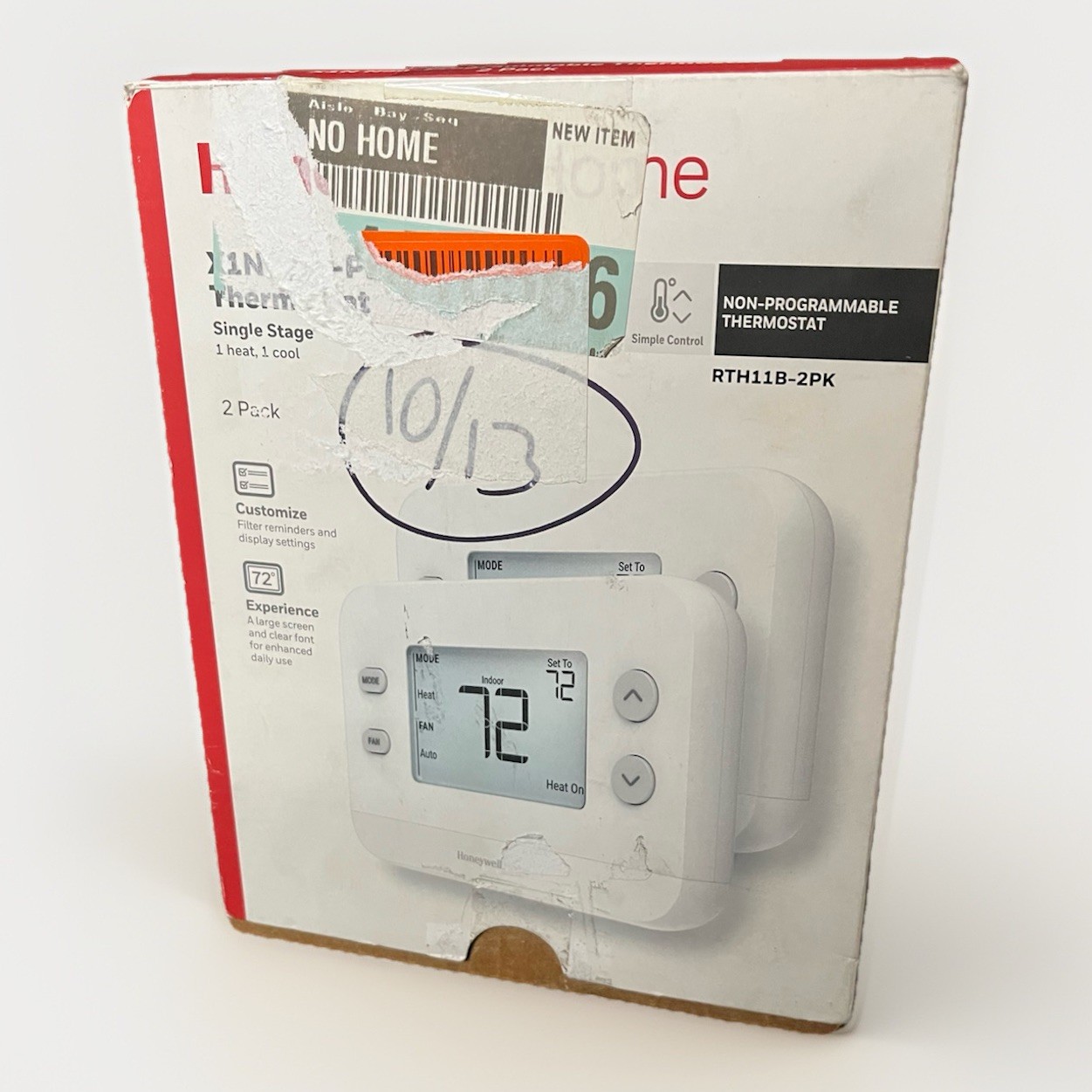 Honeywell Home X1N Non-Programmable Thermostat 1H/1C RTH11B White (2 pk) New OB gallery