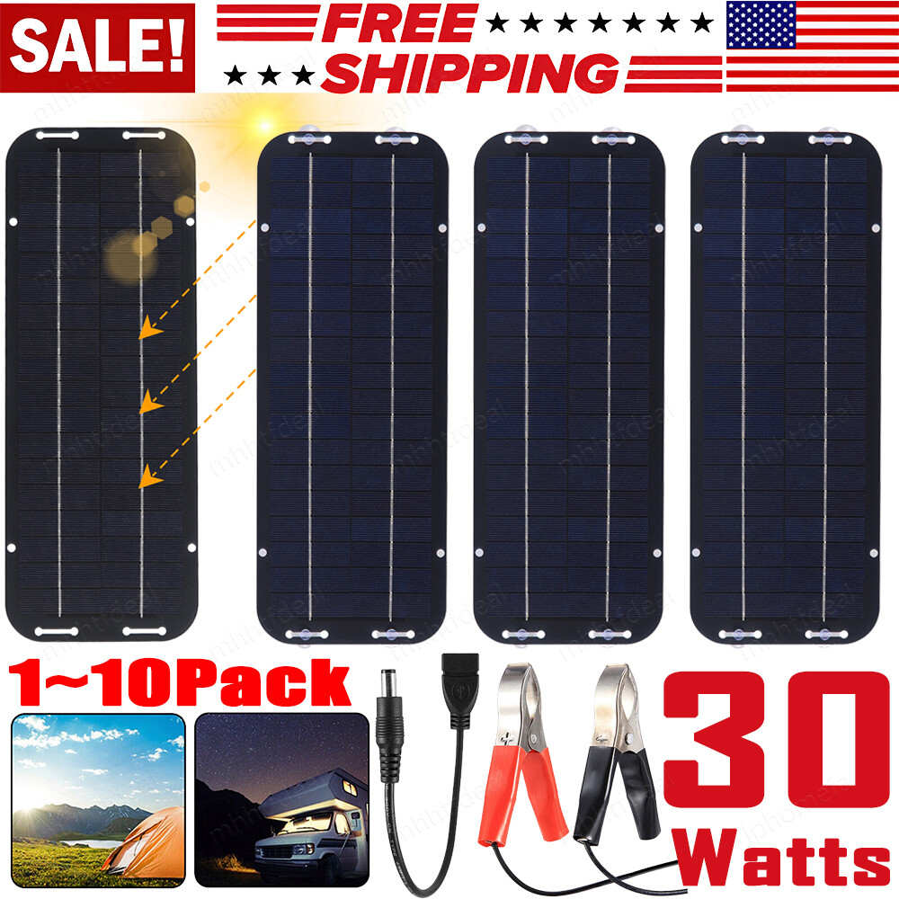 30W Solar Battery Trickle Charger Solar Panel Kit Battery Powered for RV Car Lot gallery