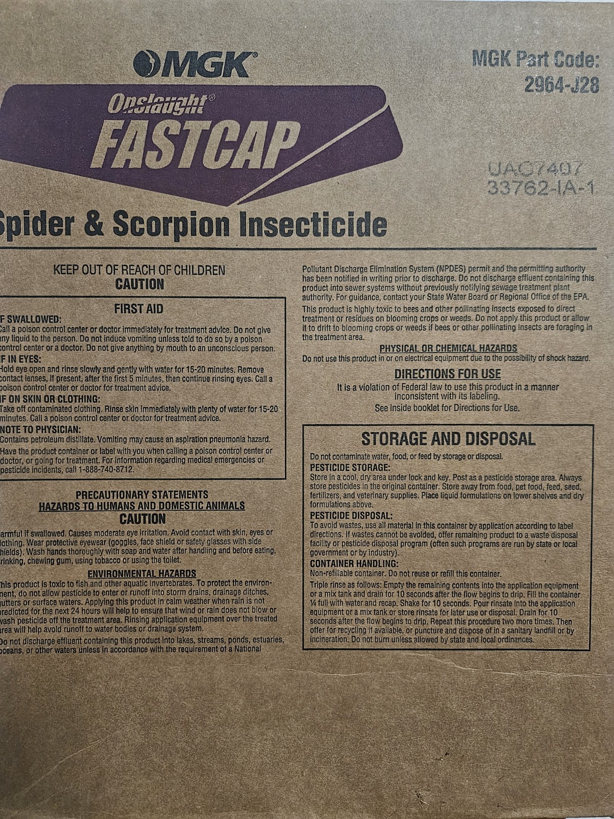 Onslaught FastCap Spider and Scorpion Insecticide 128 fl oz Bottle by MGK gallery