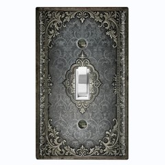 Metal Light Switch Outlet Cover Wall Plate Rustic Grey Floral Frame Decor FME108
