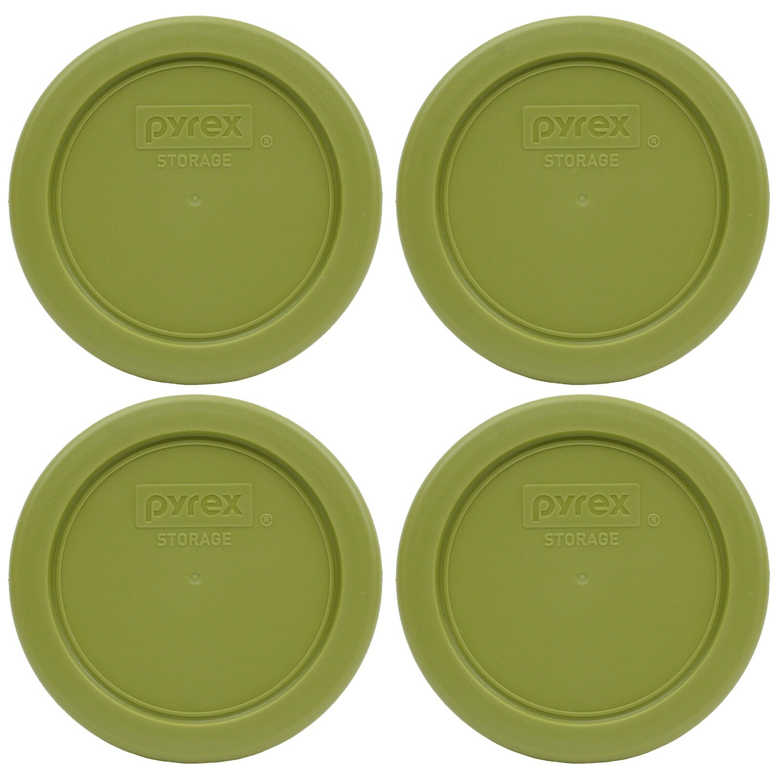 Pyrex 7202-PC Olive Green Plastic Replacement Food Storage Lid Cover (4-Pack) gallery