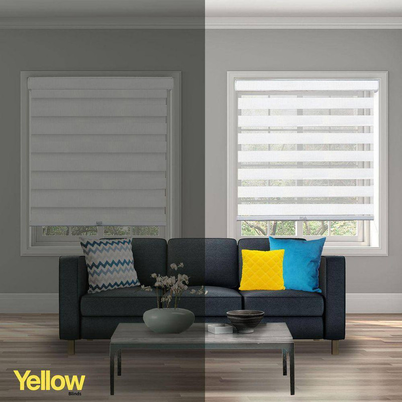 White Cordless Room Darkening Polyester Dual Layer Zebra Roller Shades-69 In. W gallery