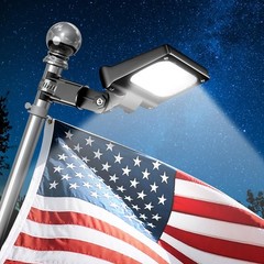 Flag Pole Light Solar Powered 3 Mode Metal Clamps Fits 5ft 6ft Wall-Mounted Flag