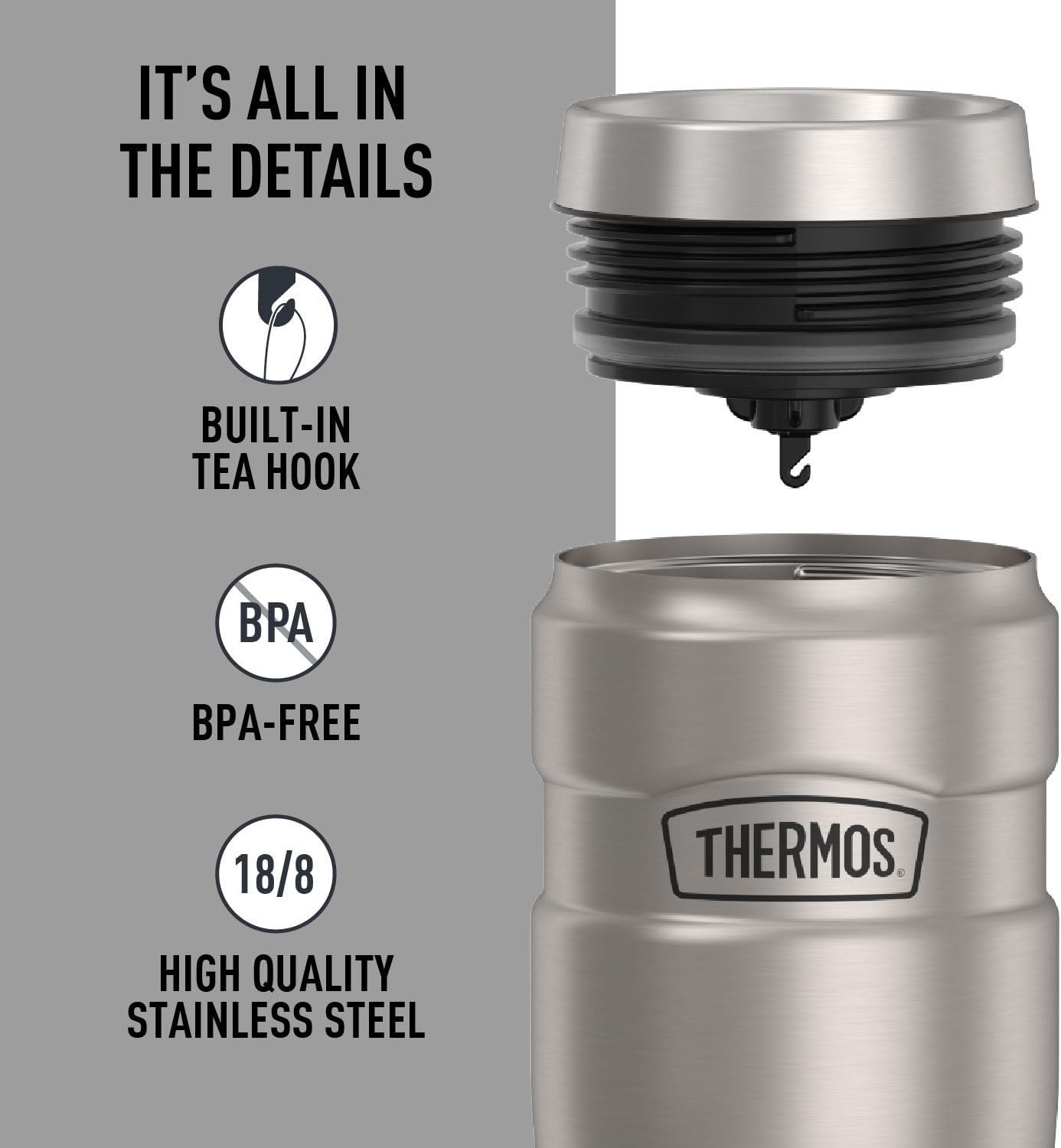 THERMOS Stainless King Vacuum-Insulated Travel Tumbler, 16 Ounce, Matte Steel gallery