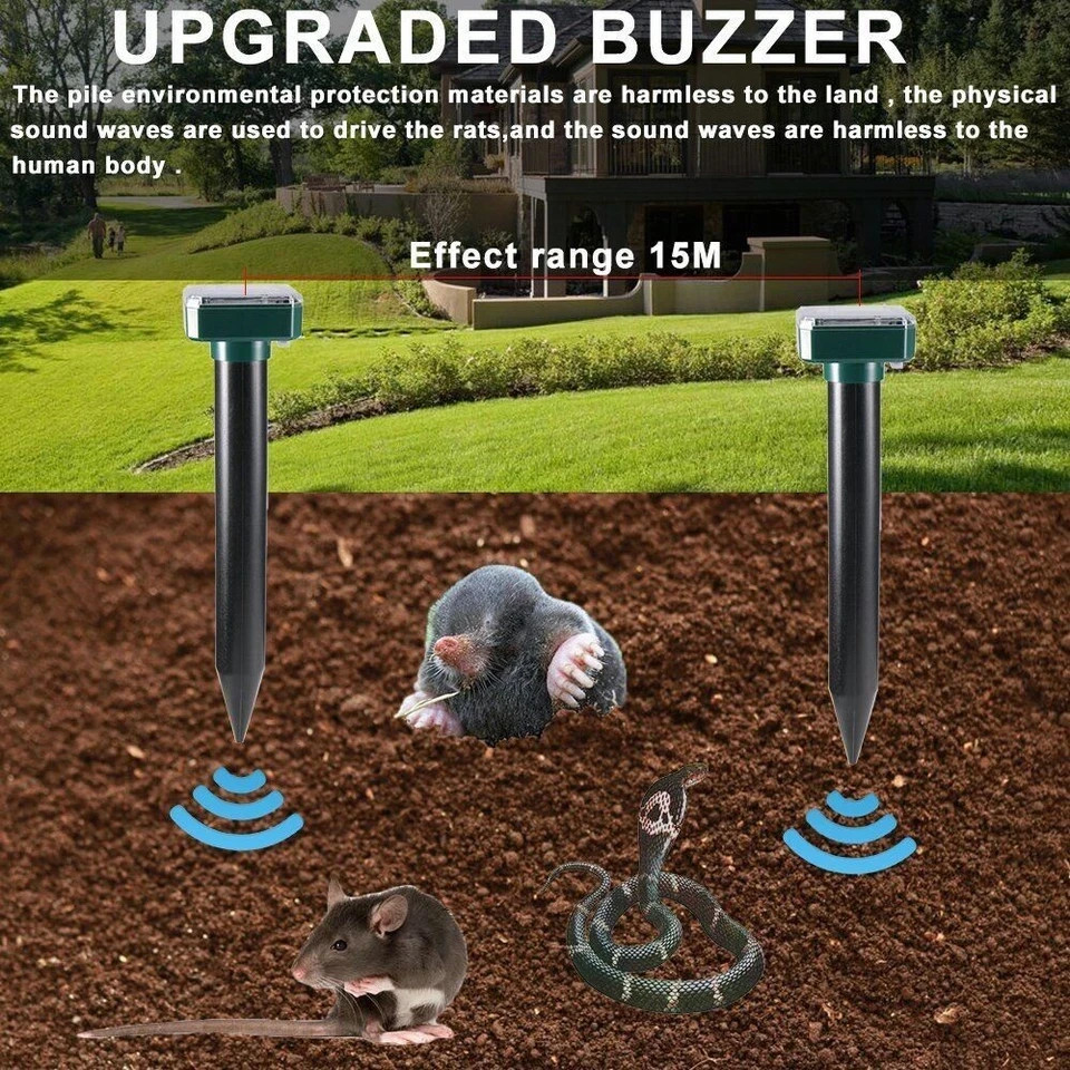 Mole Repellent Solar Powered 8 Pack Sonic Mole Deterrent Spikes for Lawn Garden gallery