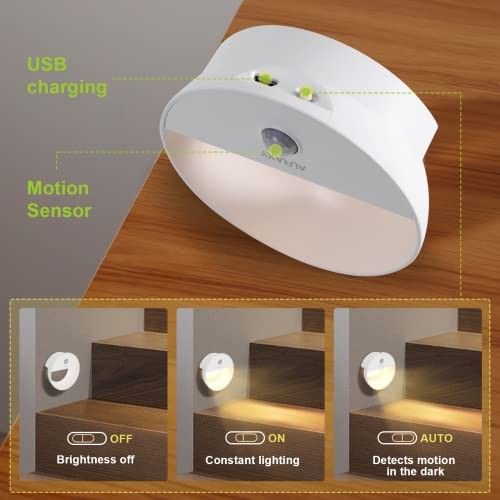Rechargeable Battery Night Light, Motion Sensor Night Light, 3 Pack warm light gallery
