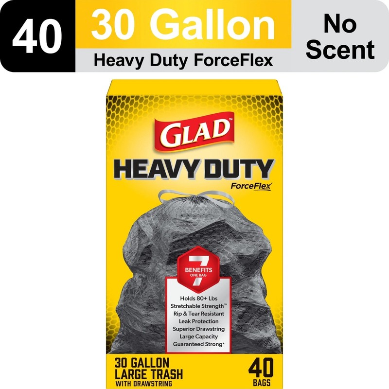 Glad ForceFlex Heavy Duty Drawstring Trash Bags 30 Gallon 40 Count gallery