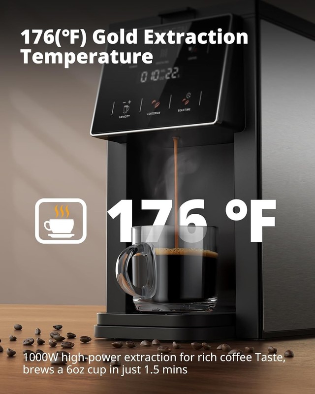 AIRMSEN Grind & Brew Coffee Maker Single Serve K-Cup Grinder Black gallery
