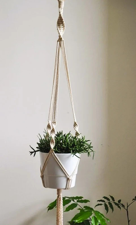 Macrame Plant Hanger – Handmade Cotton Rope Hanging Planter Holder for Outdoor gallery