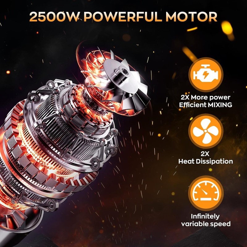 2500W 15A Drill Mixer, Variable Speed Corded Cement Mixer,5/8" Heavy Duty Drill gallery