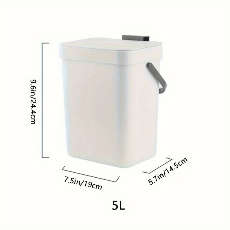 1pc Space-Saving Quiet-Close Trash Can – 3L/5L Eco-Friendly Sealed Bin - NEW gallery