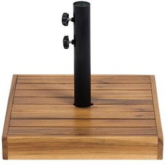 Square Concrete Umbrella Base: 42lb, Acacia Exterior, 17.7″ x 17.7″, for Outdoor