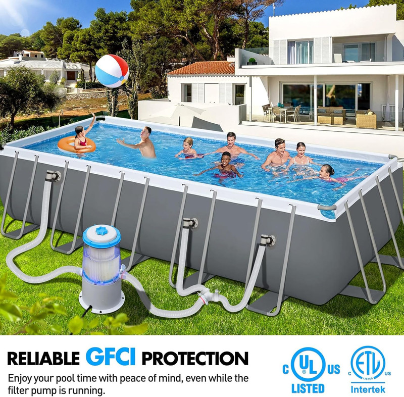 1000 GPH Light-Up Pool Filter Pump with Blue LED Light gallery