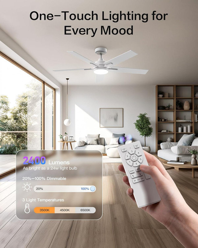 Smart Ceiling Fans with Lights 52 Inch, Ceiling Fan Compatible with Alexa/App/Re gallery