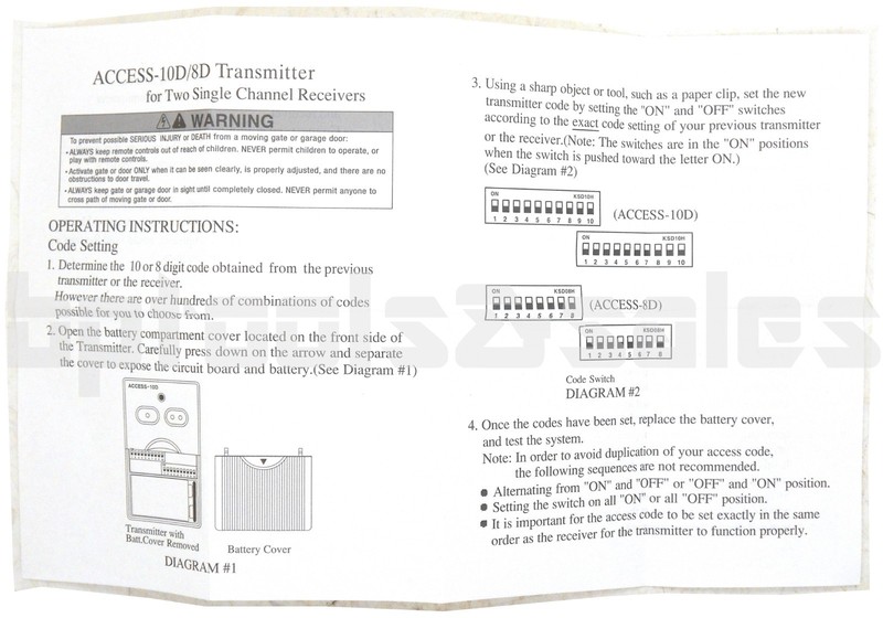 10 Digit Code 2 Buttons Remote Control Garage/Gate Transmitter Opener 300MHz gallery