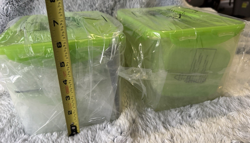Lock & Lock 13 Piece Nesting Storage Set GREEN Lids (2 with handles) - NEW gallery