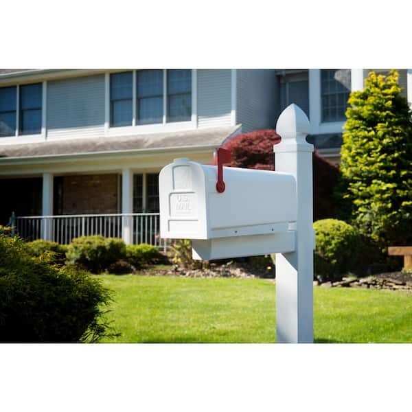 White Post Mounted Residential Mailbox - Durable Rust-Proof Plastic Construction gallery