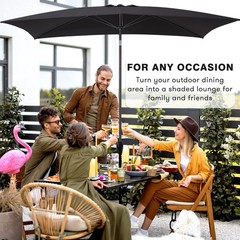 Sun-Ray RECTANGLE Patio Umbrella Push-Button Tilt & Crank Lift, Multi Colors
