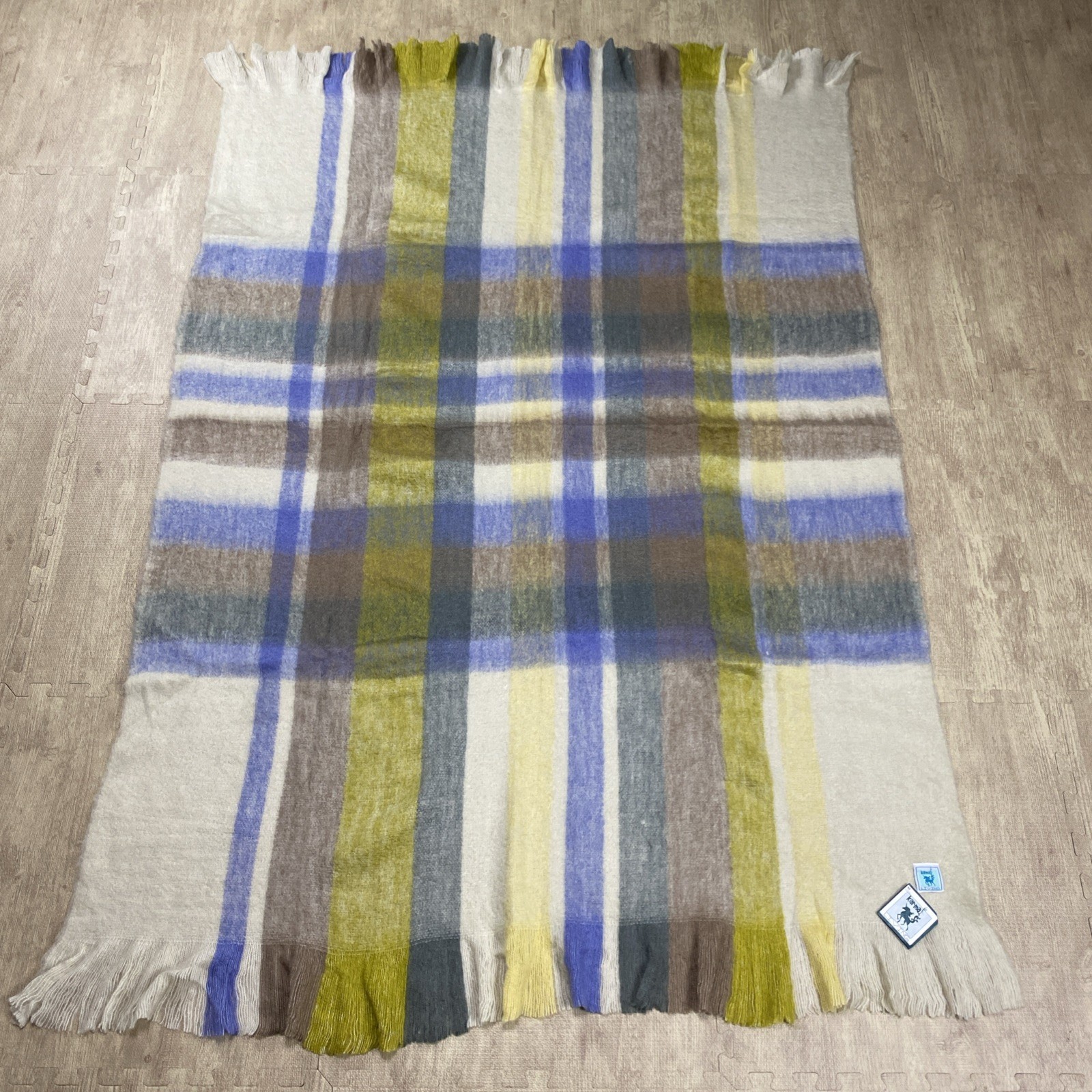 NWT KARMA LIVING ALPACA WOOL BLEND GLEN CHECK SHAGGY THROW BLANKET 50" X 60" gallery