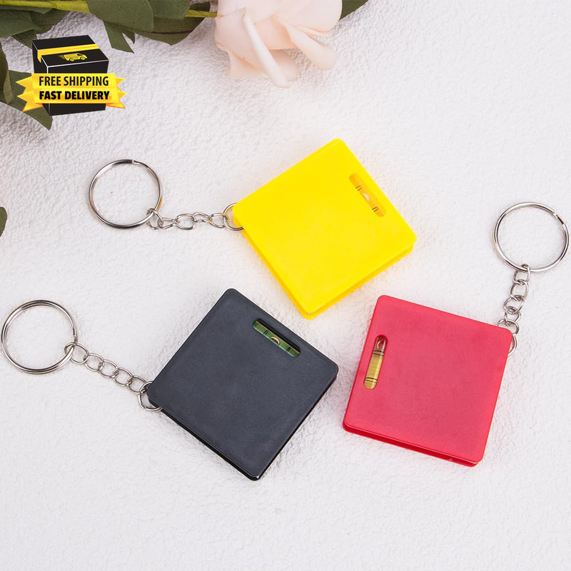 3Pcs Compact Mini Keychain Tape Measure Portable Square Bubble Level Steel Ruler gallery