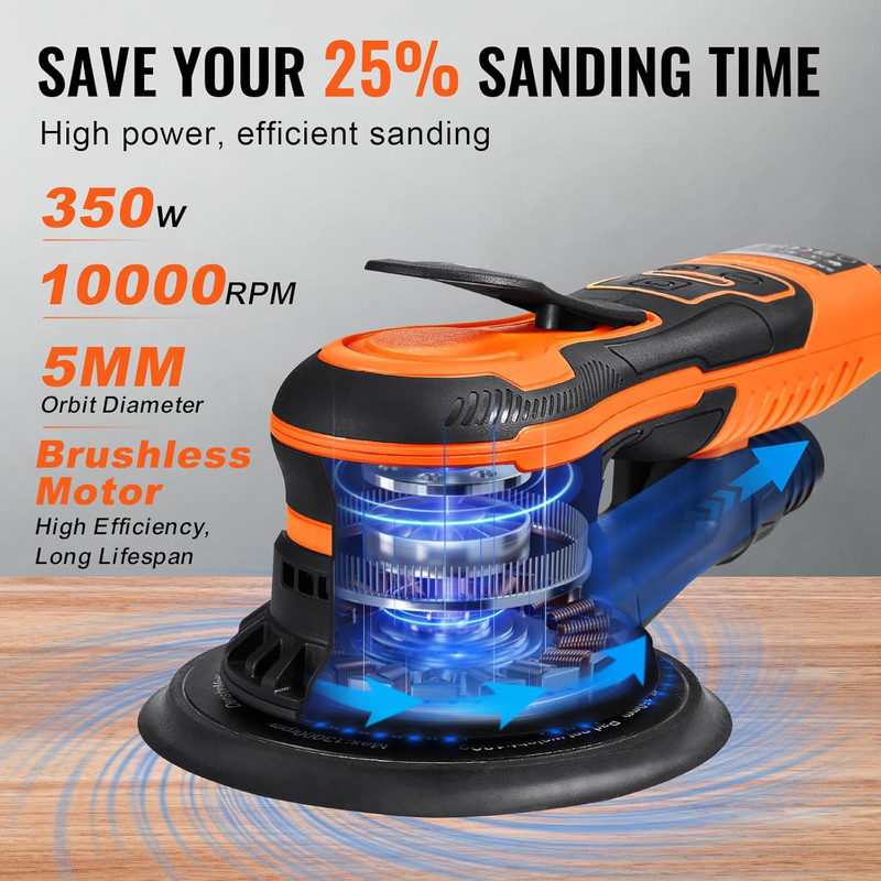 Random Orbital Sander 6-Inch, 350W Brushless Orbital Sander, 10,000 PRM 6 Variab gallery