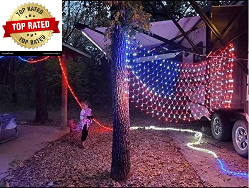 American Flag String Lights Waterproof Led Flag Net Light with 420 Super Bright gallery