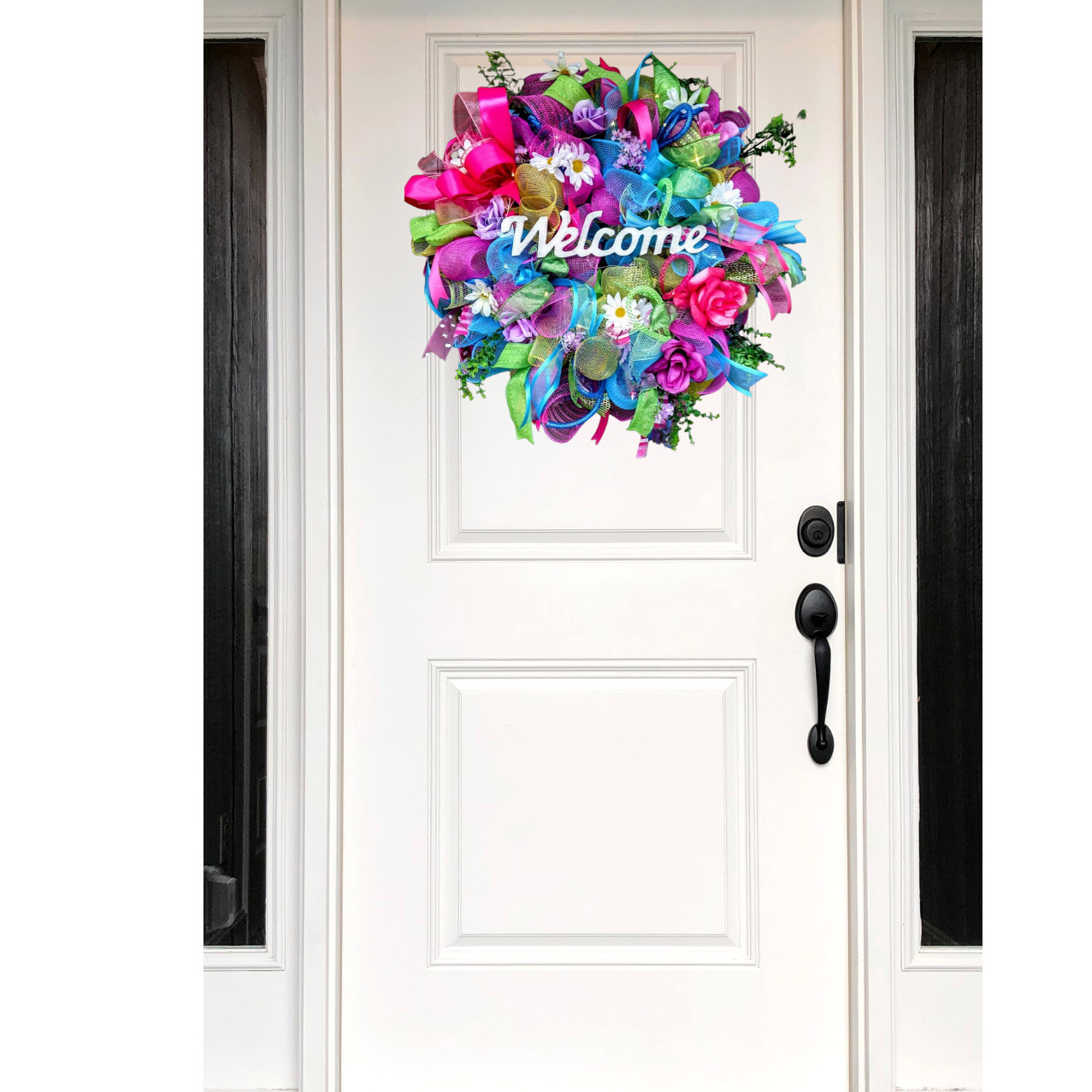 Spring Wreath Large 24" Handmade Floral Welcome Front Door Decor with Lights gallery
