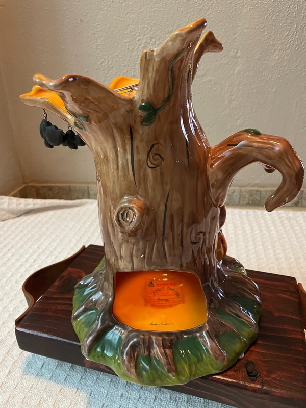 Cracker Barrel Halloween Haunted Tree Candle Holder Luminary Large Ceramic w/Box gallery